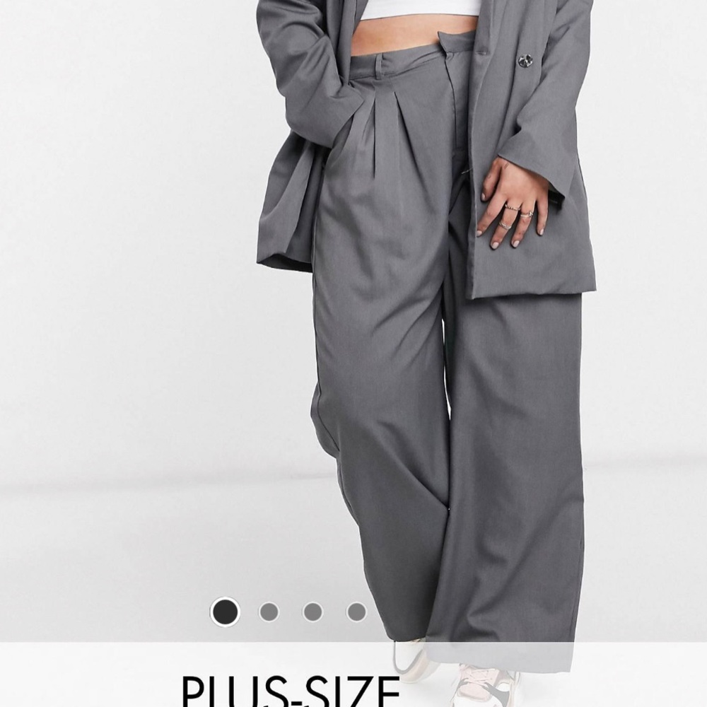 Daisy street plus grey relaxed wide leg pant with pleat front